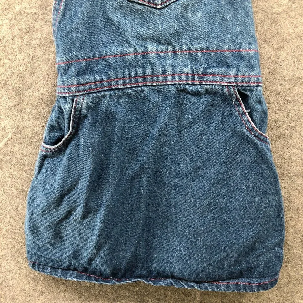 Vintage Girls Size 5-6 Denim Overall Dress Blue‎ Adjustable A-Line Cotton 90s